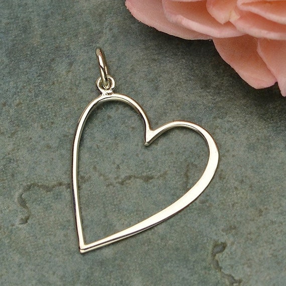 Sterling Silver Large Heart Charm Heart Sterling Silver Small Cutout Heart