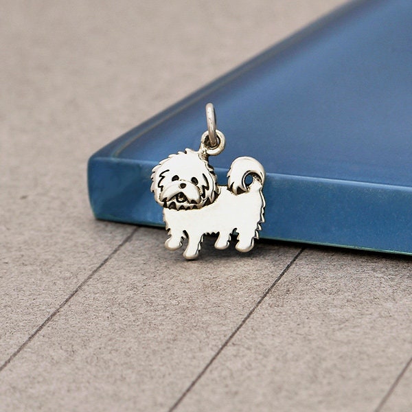 Sterling Silver Maltese Dog Charm, Small Dog Charm, Animal lover Charm, Pet Charm, Dog Lover Charm, Pet Lover Charm, Dog Jewelry, Dog Charm