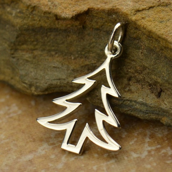 Pendentif Breloque Cloche Sapin De Noël En Argent Sterling 925 - Avec Cz, Neuf