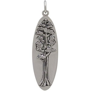 Sterling Silver Oval Sequoia Tree Pendant, Nature Jewelry, Tree Lover, Tree of Life Pendant, Fall Jewelry, Autumn Jewelry, Tree Necklace image 2