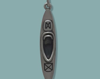 Sterling Silver Kayak Charm: Water Sport Jewelry Pendant