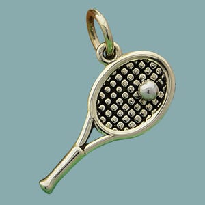 Tennis Racket Charm, Tennis Charm, Silver Tennis Charm, Sports Charm, Fitness Charm