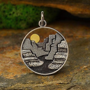 Sterling Silber Schicht Schlucht Charme, Berg Charme, Sonne Charme, Natur Schmuck, Landschaft Charme, Arizona Charme, Wandern Charme, Wüste Charm