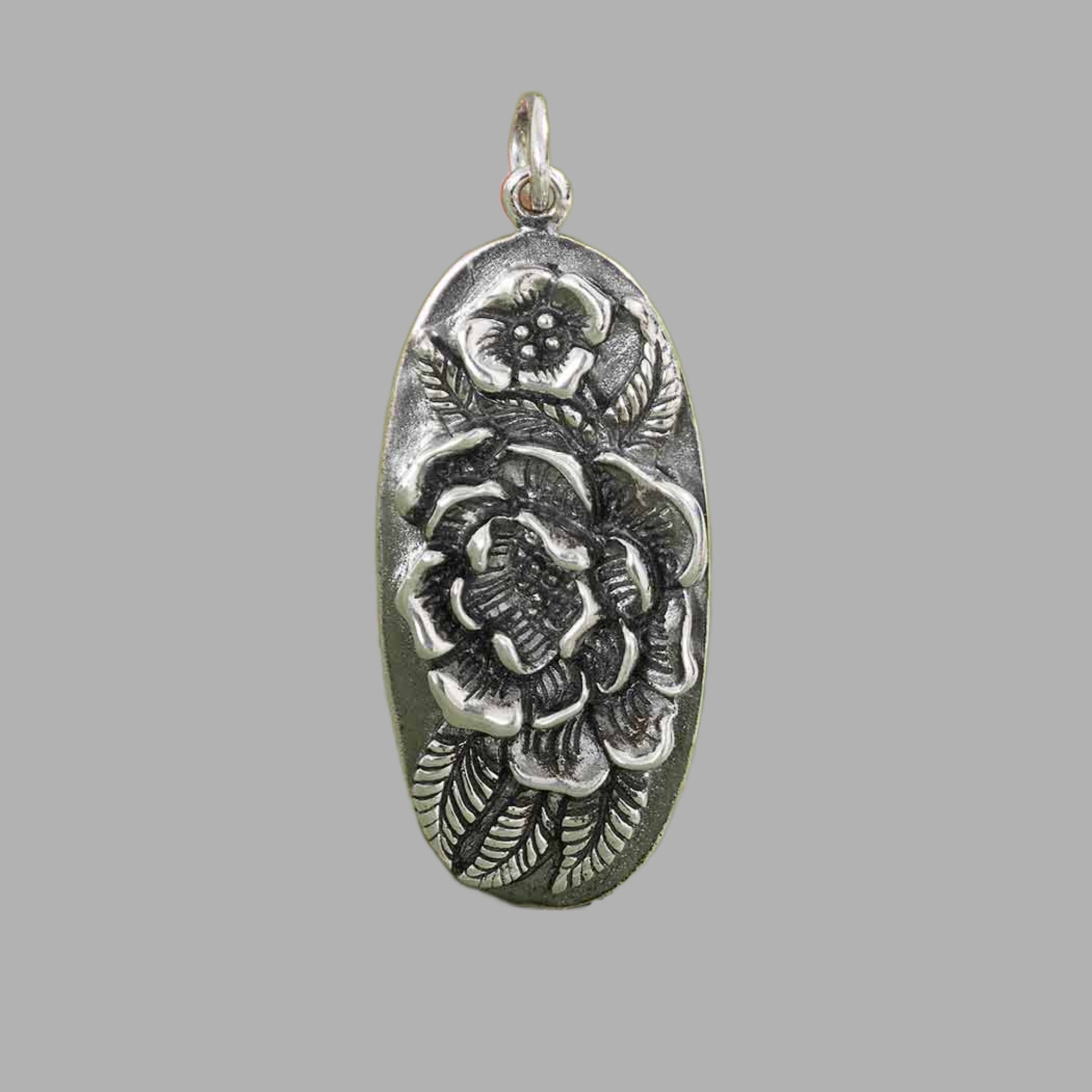Sterling Silver Peony Pendant, Flower Pendant, Floral Jewelry, Gift for Mom, Flower Jewelry, Silver Flower