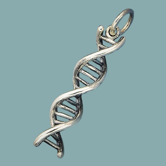 Silver DNA Charm, DNA Necklace, Double Helix, Genetics Charm, DNA Molecule