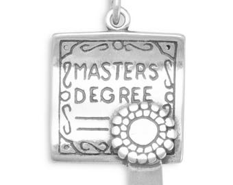 Sterling Silver Masters Degree Charm, Graduation Jewelry, Graduation Gift, Graduate Charms, College Graduate, Gifts for Graduates, Diploma