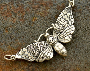 Deaths Head Moth Charm: Gothic Halloween Pendant