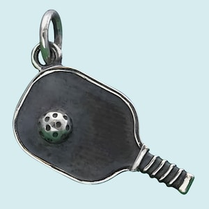 Dije de paleta y pelota de pickleball en plata de ley / Joyería de pickleball / Dije deportivo / Collar de pickleball / Regalo de joyería de pickleball