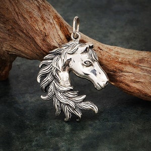 Sterling Silver Horse Head, Horse Charm, Silver Horse Charm, Horse Jewelry, Rodeo Charm, Cowboy Charm, Cowgirl Charm, Western Charm