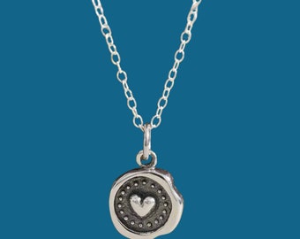 Heart Wax Seal Necklace, Gift for Mom, Valentine's Day, Bridal Jewelry, Love Necklace, Heart Jewelry, New Mom Necklace