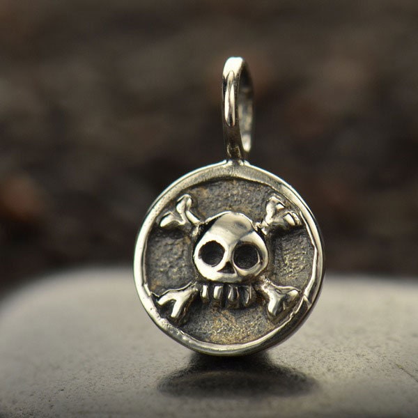 Sterling Silver, Skull Crossbones, Best Friend Gift, Skull Pendant, Human Skull, Pirate Jewelry, Skull Earrings, Halloween Jewelry,