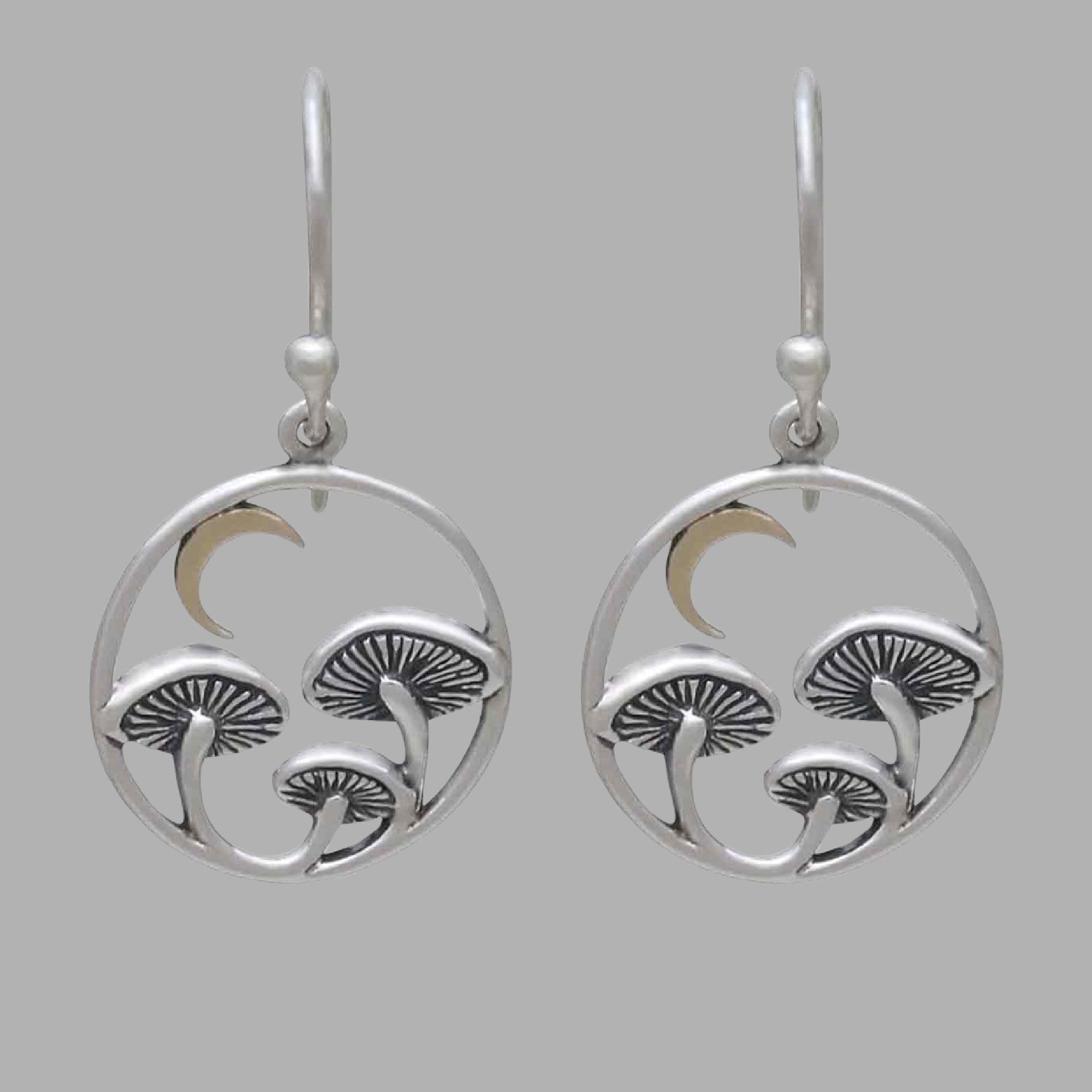 Orecchini A Fungo In Argento Sterling 925 Con Pietra Di Luna - Ciondoli Goccia Per Amanti Della Natura - 3