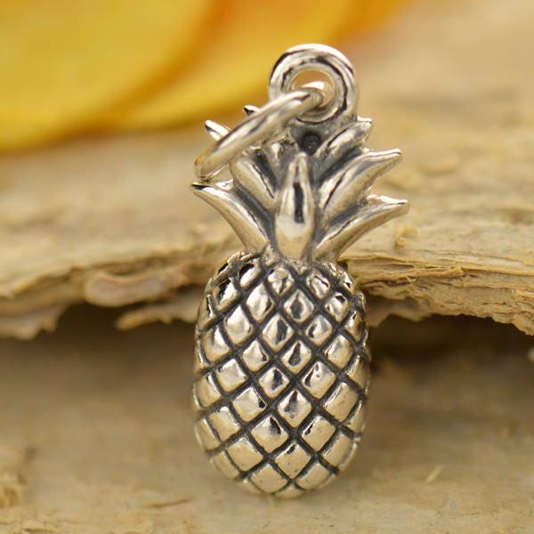 Sterling Silver Pineapple Charm, Best Friend Gift, Foodie Gifts, Pineapple, Fruit Charms, Food Jewelry, Pineapple Pendant, Silver Pineapple,