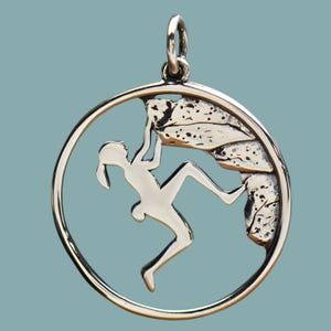 Sterling Silver Rock Climbing, Climbing Girl, Climbing Pendant, Rock Climbing Girl, Silver Climbing Girl, Rock Climbing Charm