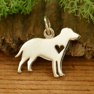 Labrador, Sterling Silver Charm, Heart Charm, Dog Lover Gift, Dog Charm, Pet Jewelry, Dog Necklace, Labrador Retriever, Pet Lover,