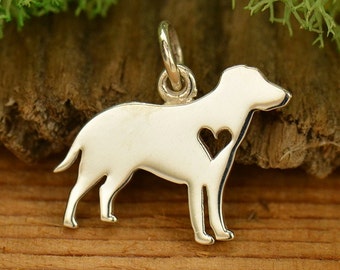 Labrador, Sterling Silver Charm, Heart Charm, Dog Lover Gift, Dog Charm, Pet Jewelry, Dog Necklace, Labrador Retriever, Pet Lover,