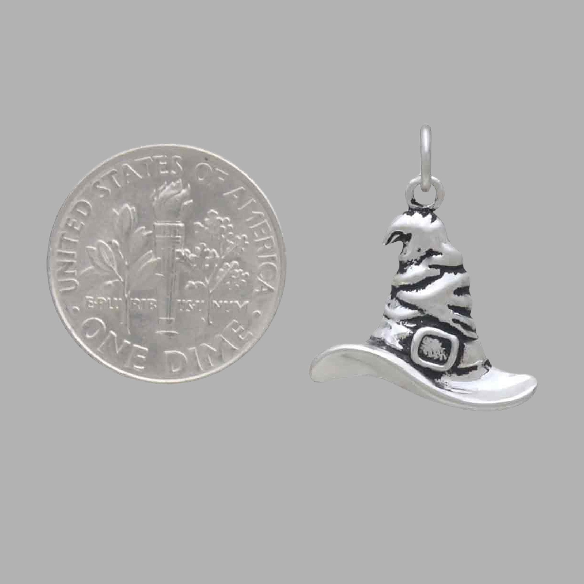 Sterling Silver Witch Hat Charm, Halloween Jewelry