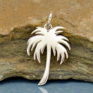 Sterling Silver Large Palm Tree, Palm Tree Charm, Cutout Palm Tree, Flat Plate Palm, Silver Palm Tree, Palm Tree Jewelry,
