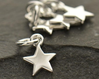 Tiny Sterling Silver Star Charm, Jewelry Supply (7mm)