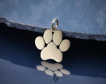 Sterling Silver Paw Print Pendant, Dog Lover Gift, Dog Jewelry, Dog Charm, Paw Print, Dog Paw Print, Paw Print Charm, Animal Charm