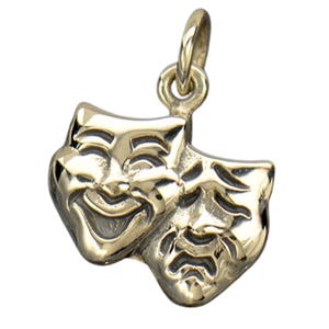 Sterling Silver Theatre Mask, Mask Charm, Comedy and Tragedy, Comedy Mask, Tragedy Mask, Silver Theatre Mask, Silver Mask Charm