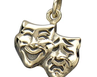 Sterling Silber Theatermaske, Maskenanhänger, Komödie und Tragödie, Komödie Maske, Tragödie Maske, Silber Theatermaske, Silber Maske Charme