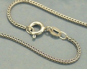 Sterling Silver Round Foxtail Chain, Foxtail Chain, Round Chain, Silver Chain, Finished Chain, 16 inch Chain, Woven Chain, Silver Foxtail