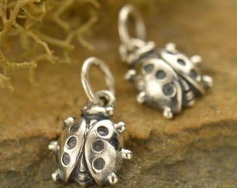 Sterling Silver Ladybug Charm, Silver Ladybug, Good Luck Charm, Good Luck Jewelry, Ladybug Jewelry, Insect Charm, Insect Jewelry