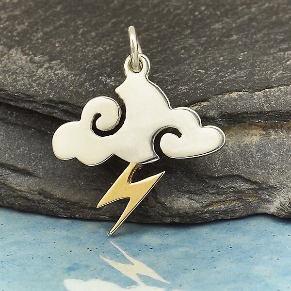 Collana in argento sterling con nuvola e fulmine: gioielli meteorologici fatti a mano - Italia