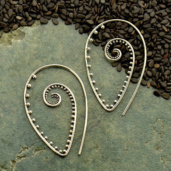 Sterling Silver Spiral Earring Hook, Granulated Ear Wires, Spiral Ear Wires, Gift for Moms, Spiral Wire Earrings, Silver Hook Earrings