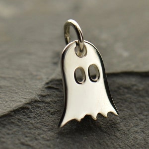Sterling Silver Ghost Charm, Halloween Ghost, Silver Ghost Charm, Ghost Jewelry, Halloween Charm, Halloween Jewelry, Spooky Jewelry