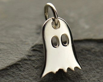 Sterling Silver Ghost Charm, Halloween Ghost, Silver Ghost Charm, Ghost Jewelry, Halloween Charm, Halloween Jewelry, Spooky Jewelry