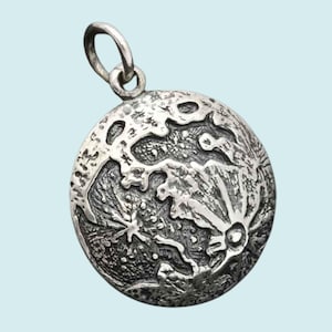 Sterling Silver Full Moon Pendant, Full Moon, Silver Full Moon, Realistic Moon, Realistic Full Moon, Moon Pendant, Silver Moon Pendant