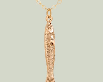 Sardine Necklace | Fish Pendant Necklace  | Fish Lover Gift | Ocean Jewelry | Fish Charm Necklace | Ocean Lover Gift | Fish Jewelry