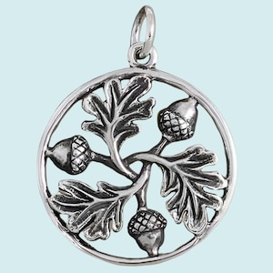 Sterling Silver Oak Leaf & Acorn Mandala Charm | Nature-Inspired Charm | Acorn Pendant | Oak Leaf Jewelry | Acorn Necklace | Mandala Jewelry