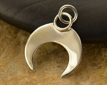 Sterling Silver Inverted Crescent, Wire Circle Pendant, Crescent Pendant, Circle Pendant, Silver Inverted Crescent, Silver Wire Circle