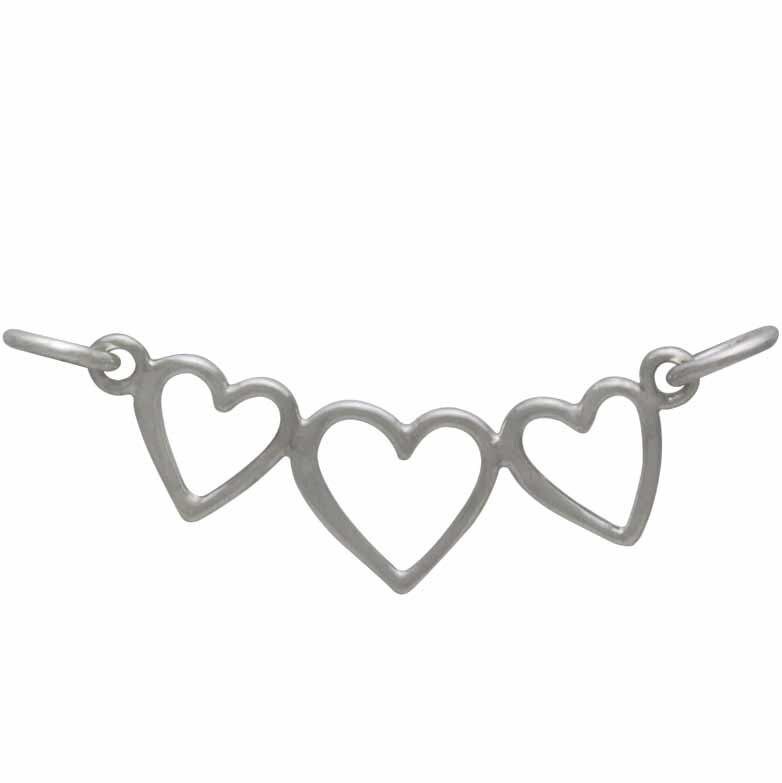 3 Hearts Sterling Silver Pendant Heart 