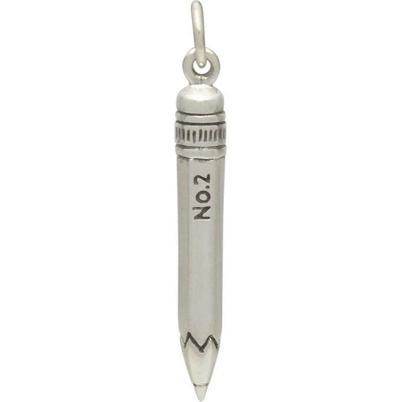 Sterling Silver Realistic Pencil, No. 2 Pencil, Pencil Charm, Silver Pencil Charm, Pencil Jewelry, Teacher Gift, School Supplies image 2