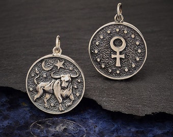 Sterling Silver Astrology Taurus Pendant