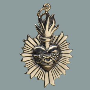 Sacred Heart Pendant, Sterling Silver Charm, Heart Charm, Communion Gifts, Religious Gifts, Sacred Heart, Necklace Charm, Milagros,