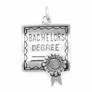 Sterling Silber Bachelors Degree Charm, Abschlussschmuck, Abschlussgeschenk, Abschluss Charm, College Charm, Abschluss Charm, Bildung Charm