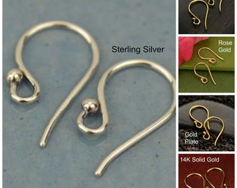 Sterling Silver Earring Findings, Silver Earrings, Hook Earrings, Hook Findings, Silver Ear Hooks, Simple Ear Hooks, Simple Earring Finding