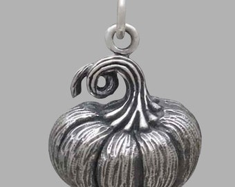 Pumpkin Charm, Sterling Silver Pumpkin, Pumpkin Lover Gift, Halloween Jewelry, Halloween Charm, Pumpkin Pendant, Pumpkin Jewelry, Fall Charm