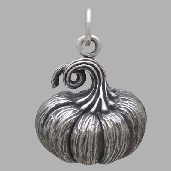 Pumpkin Charm, Sterling Silver Pumpkin, Pumpkin Lover Gift, Halloween Jewelry, Halloween Charm, Pumpkin Pendant, Pumpkin Jewelry, Fall Charm