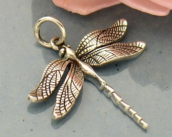 Sterling Silver Dragonfly Charm, Silver Dragonfly, Dragonfly Jewelry, Insect Charm, Silver Insect, Insect Jewelry, Animal Charm