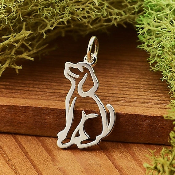 Dog Breed - Labrador Sitting Dog Charm Sterling Silver, Made in the USA Dog Breed - Labrador Sitting Dog Charm Sterling Silver, Made in the USA