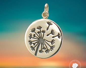 Sterling Silver Dandelion Charms, Dandelion Jewelry, Dandelion Pendant, Silver Charms, Silver Dandelion, Dandelion Necklace, Nature Jewelry