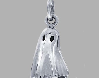 Ghost Charm 3D, Sterling Silver, Gift for Halloween Lover, Halloween Jewelry, Ghost Pendant, Silver Ghost, Ghost Jewelry, Boo Charm,