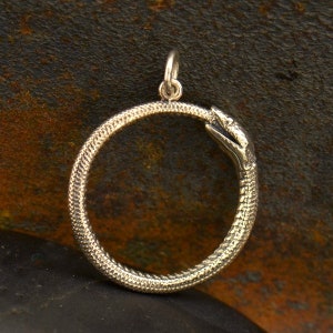 Sterling Silver Ouroboros Pendant, Snake Pendant, Ouroboros Charm, Snake Charm, Ouroboros, Ouroboros Jewelry, Snake Jewelry, Serpent Charm