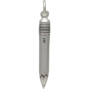 Sterling Silver Realistic Pencil, No. 2 Pencil, Pencil Charm, Silver Pencil Charm, Pencil Jewelry, Teacher Gift, School Supplies image 4